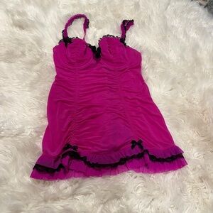La Senza pink rouched lingerie slip size L